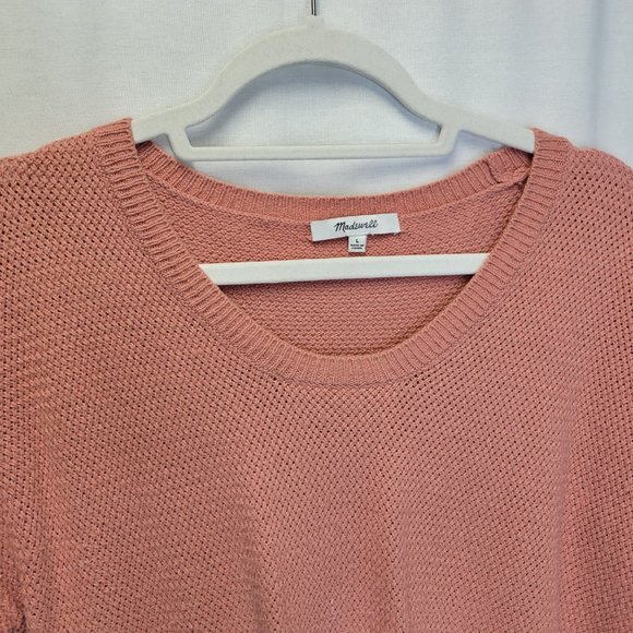 Madewell Women's Large Pullover Sweater Pink Knit Hi Lo Hem - Picture 3 of 5